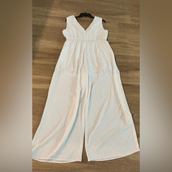 She + Sky white wide leg sleeveless jumpsuit V-neck LSY3899 - Picture 5 of 14